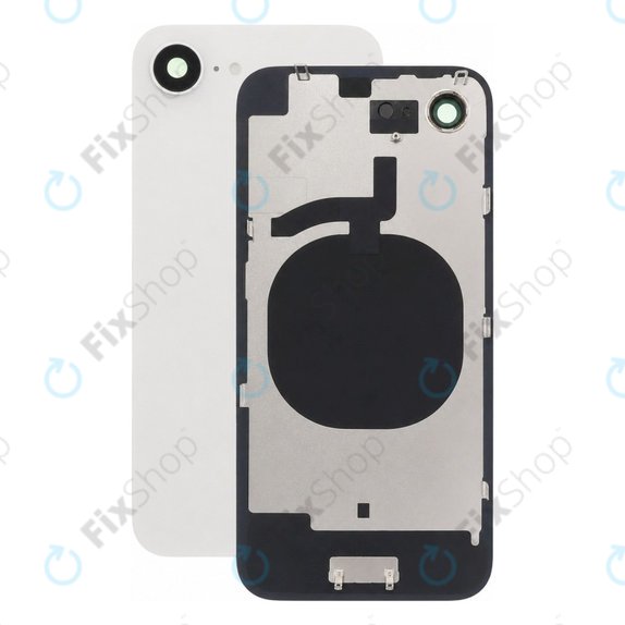 Vetro della scocca posteriore per iPhone 16e, White, Lente fotocamera, Metal Plate