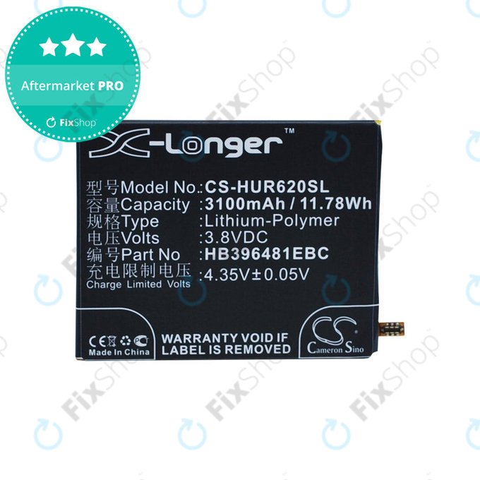 Batteria per Huawei Ascend Y6 2, Honor 5a, Huawei G7 Plus, HB396481EBC, Li-Pol, 3.8V, 3100mAh, HQ