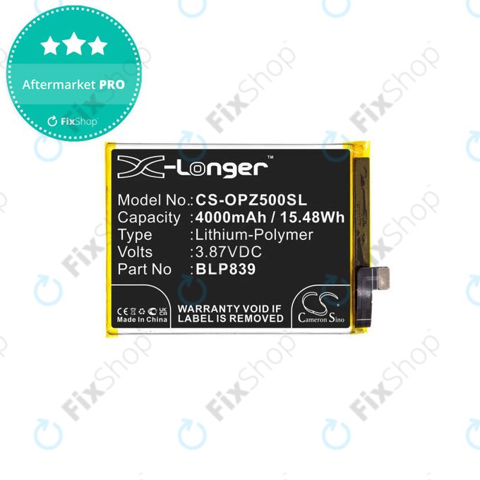 Batteria per Oppo Reno 5 Z 5G CPH2211, BLP839, 4000mAh, HQ