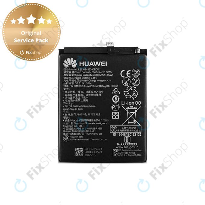 Batteria per Huawei P30, HB436380ECW, 24022804, 3650mAh, Genuine Service Pack