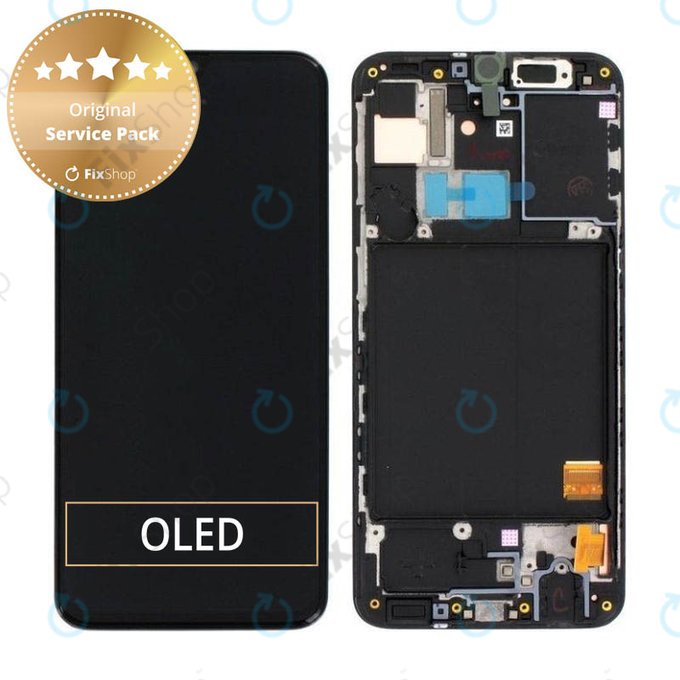 Schermo per Samsung A40 A405F, Black, Vetro touch con cornice, GH82-19672A, GH82-19674A, Genuine Service Pack