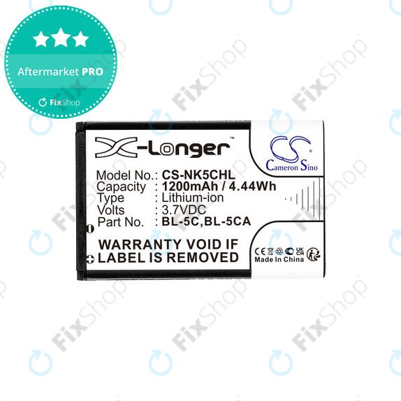 Batteria per Nokia 1208, 1110, 2310, BL-5C, Li-Ion, 3.7V, 1200mAh, HQ