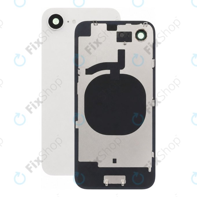 Vetro della scocca posteriore per iPhone 16e, White, Lente fotocamera, Metal Plate