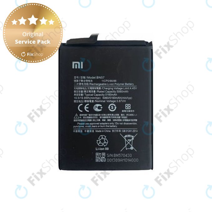 Batteria per Xiaomi Poco X3 NFC, X3 Pro, BN57, 460200003J1G, 5160mAh, Genuine Service Pack