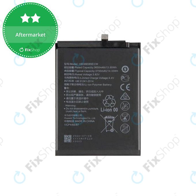 Batteria per Huawei Honor Play, Mate 20 Lite, Nova 3, Nova 5T, P10 Plus, View 10, HB386589ECW, 3750mAh