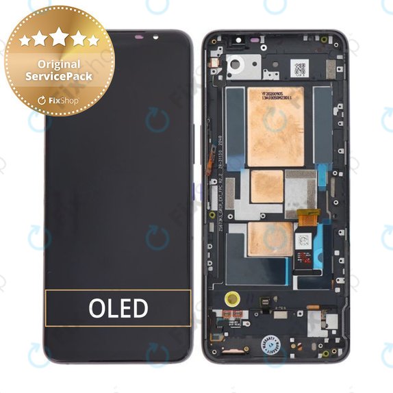 Schermo per Asus ROG Phone 5 ZS673KS, Storm White, Vetro touch con cornice, 90AI0052-R20021, Genuine Service Pack