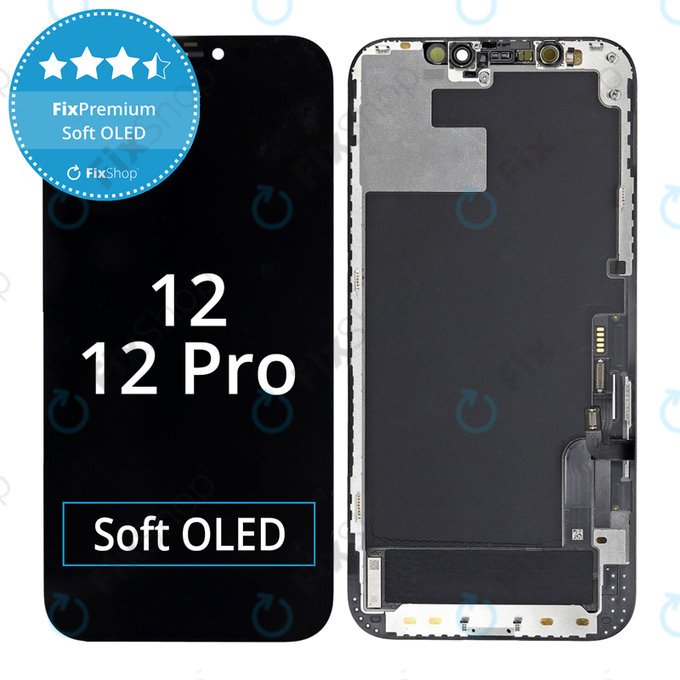 Schermo Soft OLED per iPhone 12, 12 Pro, Vetro touch con cornice, FixPremium