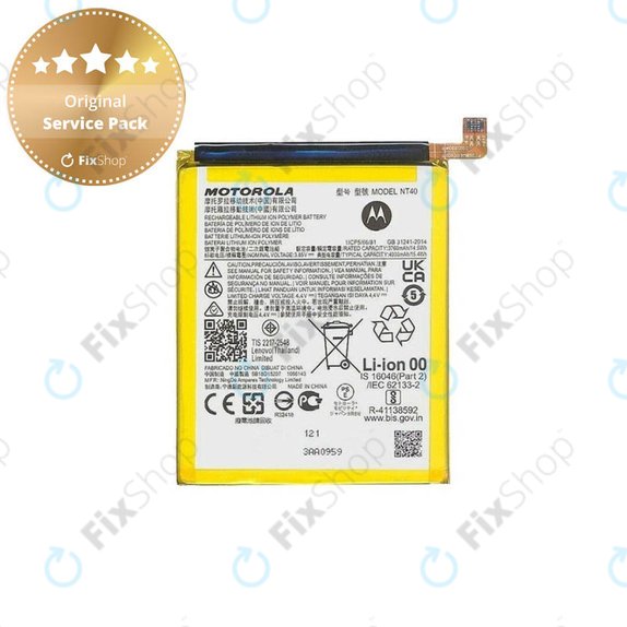 Batteria per Motorola Moto E20 XT2155-3, NT40, SB18D15207, 4000mAh, Genuine Service Pack