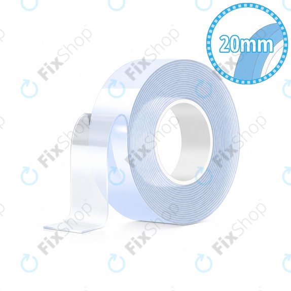 Nastro biadesivo impermeabile, 20mm x 5m x 2mm, trasparente
