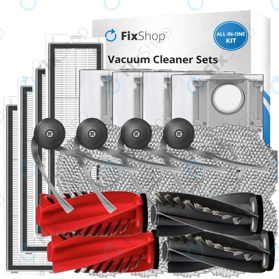 Set di ricambi per Xiaomi Roborock Qrevo, Qrevo Curv, Qrevo Edge, Qrevo 5AE (2x spazzola principale, 4x filtro, 4x spazzola laterale, 8x panno mop, 4x sacchetto polvere)