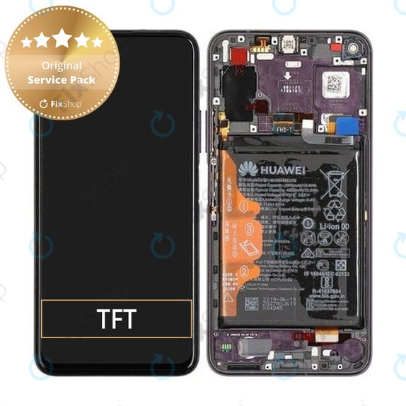Schermo per Huawei Honor 20 Pro, Vetro touch con cornice, batteria, Purple, 02352VKJ, Genuine Service Pack