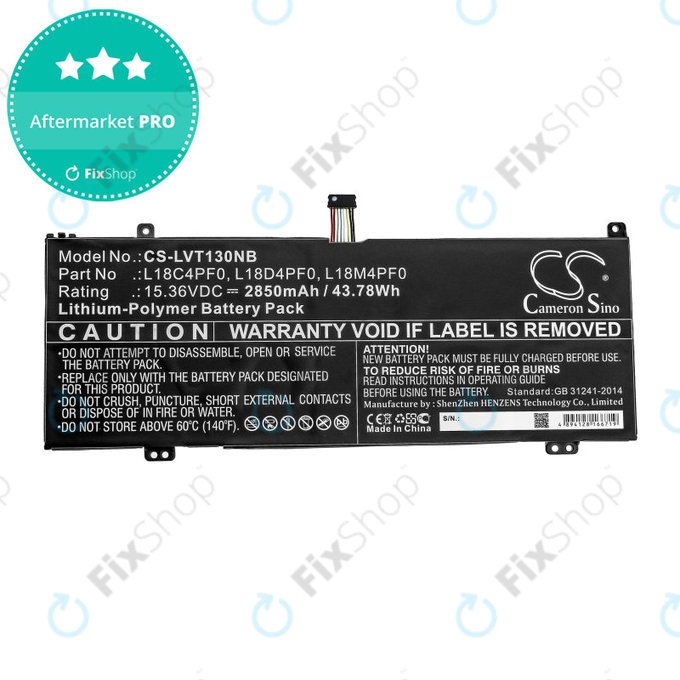 Batteria per Lenovo ThinkBook 13s, 14s, L18C4PF0, Li-Pol, 2850mAh, 15.36V, HQ