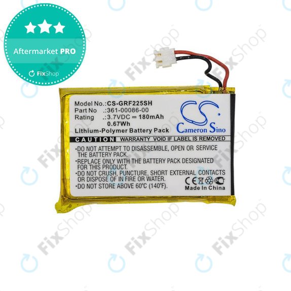 Batteria per Garmin Approach G10, S20, Forerunner 220, 225, 235, 630, 645, 735XT, 745, GRM0371754, 361-00072-00 10, 361-00086-00 10 11, 180mAh, HQ