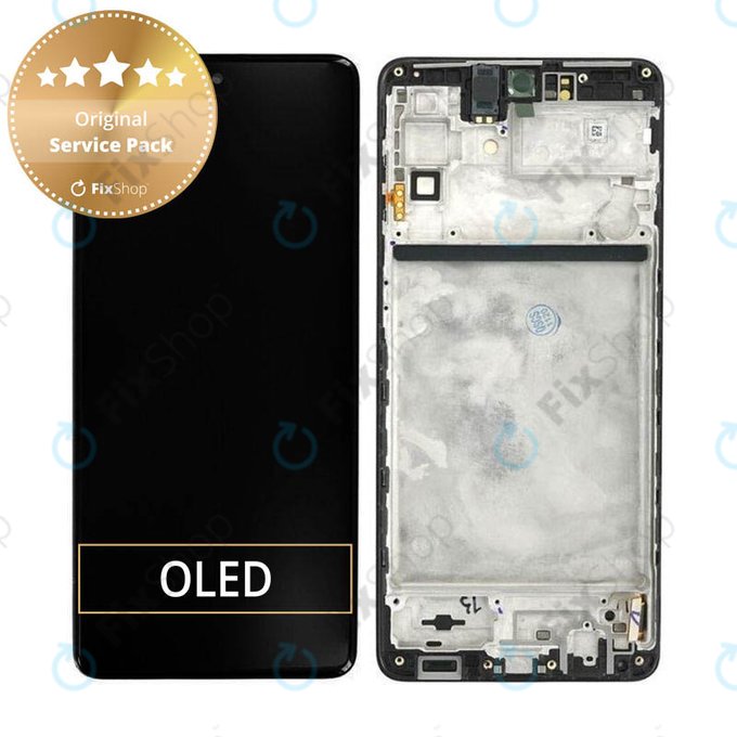 Schermo per Samsung M51 M515F, Celestial Black, Vetro touch con cornice, GH82-23568A, GH82-24168A, GH82-24166A, Genuine Service Pack