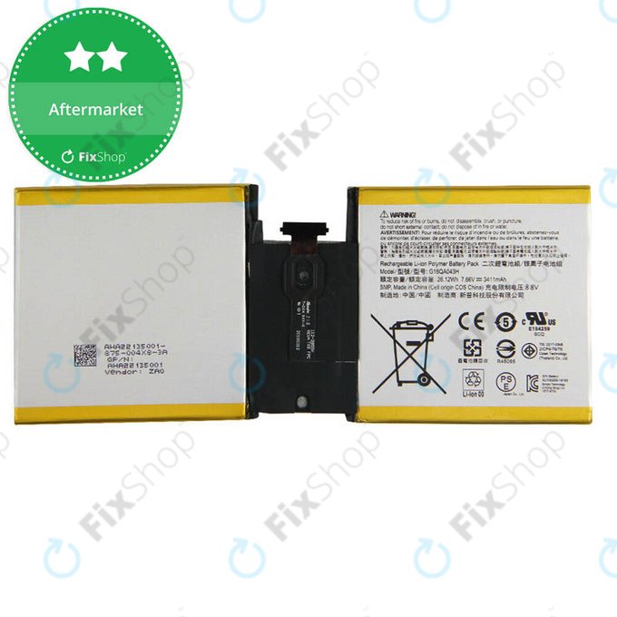 Batteria per Microsoft Surface Go, G16QA043H, 3411mAh
