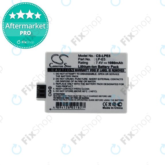 Batteria per Canon EOS 450D, 500D, 1000D, Kiss F, Kiss X2, Kiss X3, Rebel T1i, XS, XSi, LP-E5, Li-Ion, 1080mAh, HQ