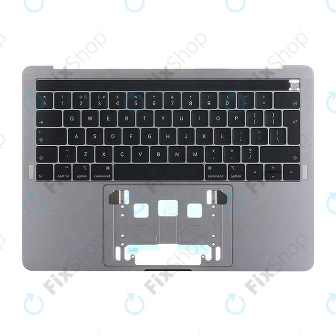 Top case con tastiera UK, Touch Bar, microfono e altoparlanti per MacBook Pro 13" A1989 (2018 - 2019), Space Gray