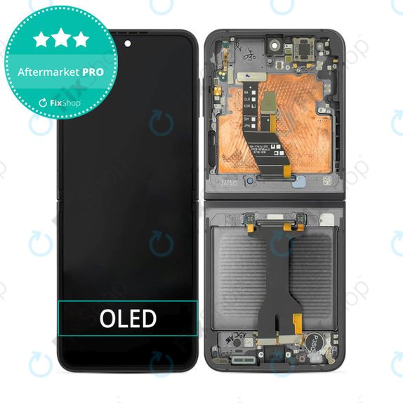 Schermo OLED per Samsung Z Flip 6 F741B, Black, Vetro touch con cornice