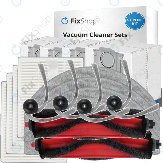 Set di ricambi per Xiaomi Roborock Q7 M5, Q7 M5+, Q7 L5, Q7 L5+ (2x spazzola principale, 4x filtro, 4x spazzola laterale, 4x panno mop, 4x sacchetto polvere)