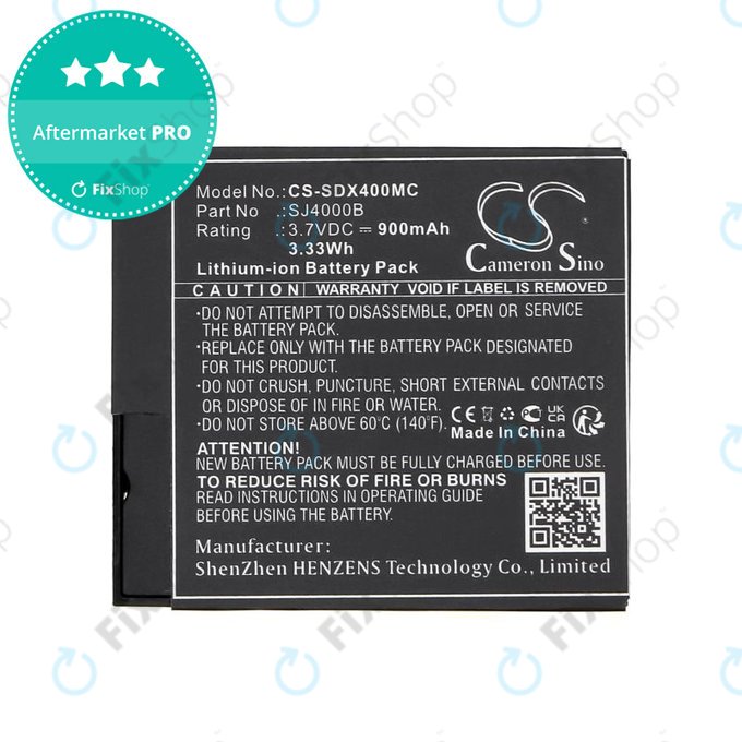 Batteria per SJCAM SJ4000, SJ5000, SJ4000B, Li-Ion, 900mAh, 3.7V, HQ