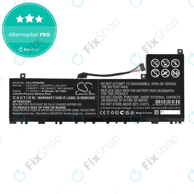 Batteria per Lenovo IdeaPad 5 Pro 14ITL6, L20C3PF1, Li-Pol, 4750mAh, 11.52V, HQ