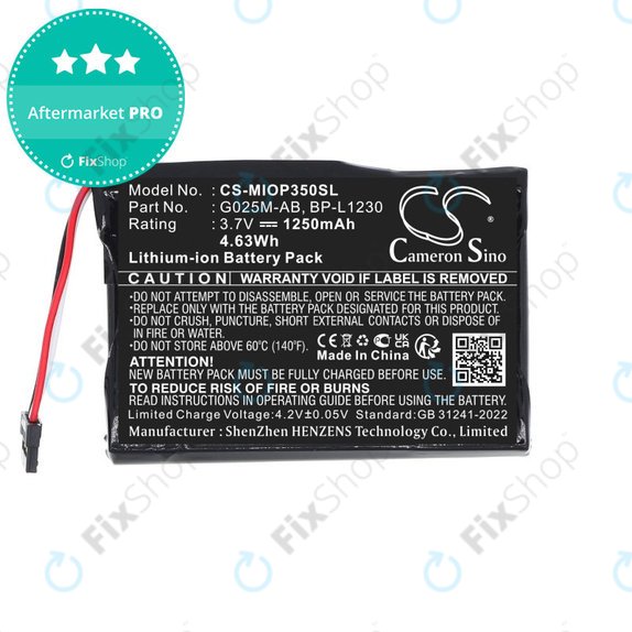 Batteria per Mitac Mio P350, P550, BL-LP1230, Li-Ion, 1250mAh, 3.7V, HQ