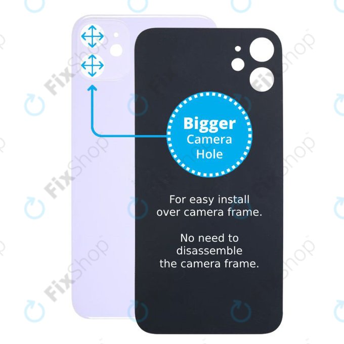Vetro scocca posteriore con fGold fotocamera più grande per iPhone 11, Purple