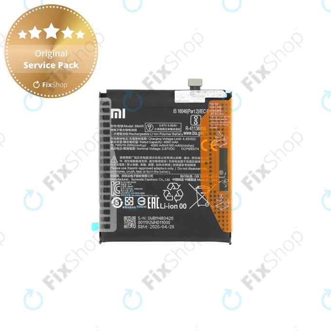 Batteria per Xiaomi Mi 10 Lite M2002J9G, BM4R, 460200001C5Z, 4160mAh, Genuine Service Pack
