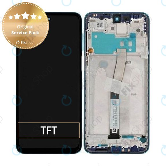 Schermo per Xiaomi Redmi Note 9 Pro, Aurora Blue, Vetro touch con cornice, 560005J6B200, Genuine Service Pack