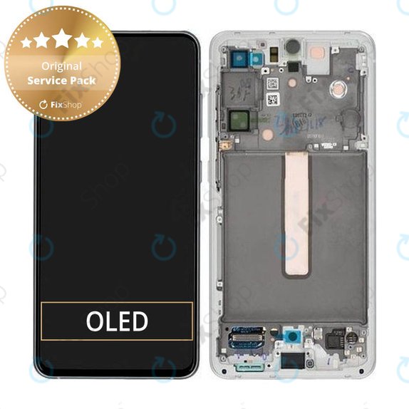 Schermo per Samsung S21 FE G990B, White, Vetro touch con cornice, GH82-26414B, GH82-26420B, GH82-26590B, Genuine Service Pack
