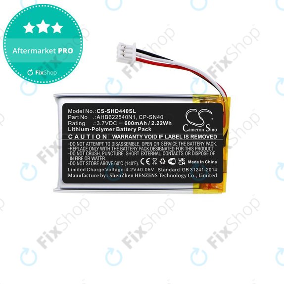 Batteria per Sennheiser Momentum 2.0, 3.0, Urbanite XL, AHB622540N1, Li-Pol, 3.7V, 600mAh, HQ