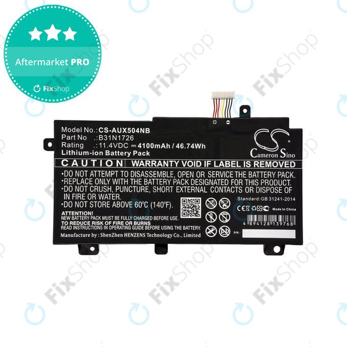 Batteria per Asus TUF 504, 505, 554, 656, FX504, TUF Gaming A15, B31N1726, Li-Ion, 4100mAh, 11.4V, HQ