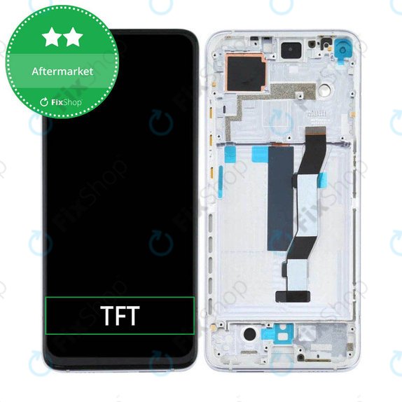 Schermo per Xiaomi Mi 10T 5G M2007J3SY, Mi 10T Pro 5G M2007J3SG, Luna Silver, Vetro touch con cornice