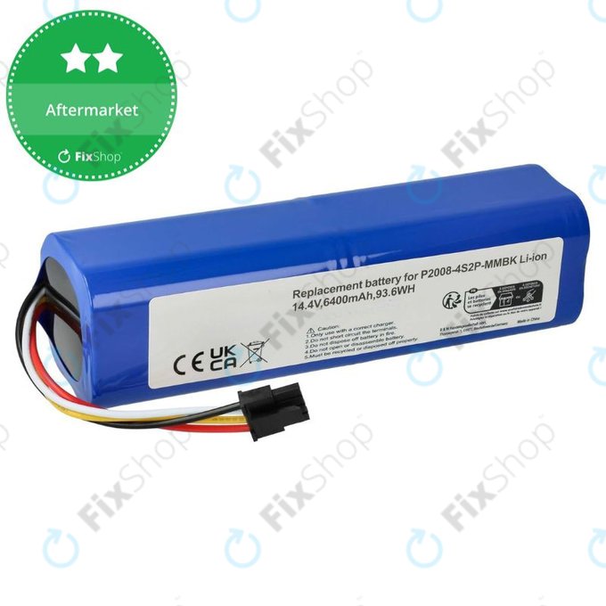 Batteria per Xiaomi Dreame L10s Pro, Ultra, L20 Ultra, Mi Robot Vacuum Mop 2 Ultra, Roidmi EVE Max, P2008-4S2P-mmBK, Li-Ion, 6400mAh, 14.4V
