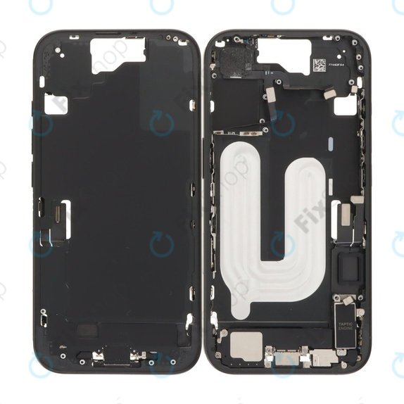 Telaio centrale con pulsanti di accensione, volume e fotocamera per iPhone 16, Black