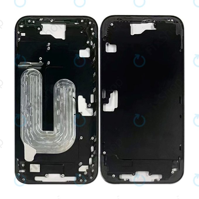Telaio centrale con pulsanti di accensione e volume per iPhone 16 Plus, Black