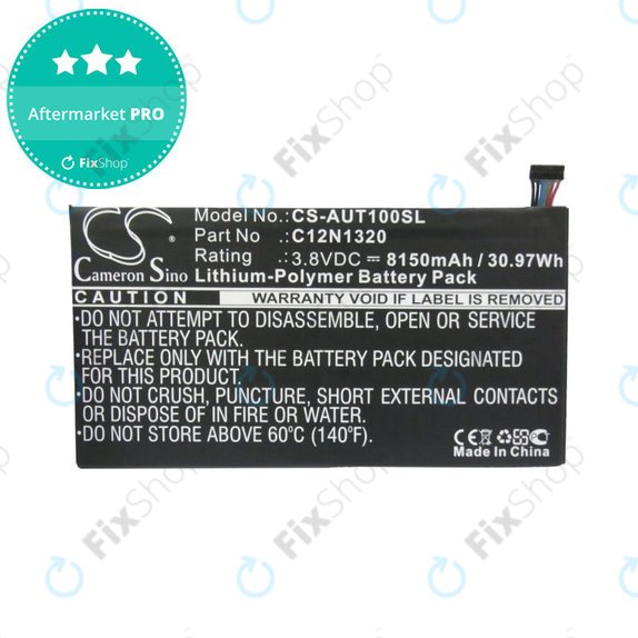 Batteria per Asus Transformer Book T100, C12N1320, Li-Pol, 3.8V, 8150mAh, HQ