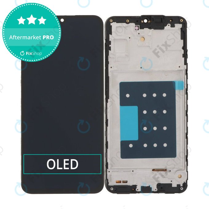 Schermo OLED per Samsung A17 A176B, Black, Vetro touch con cornice
