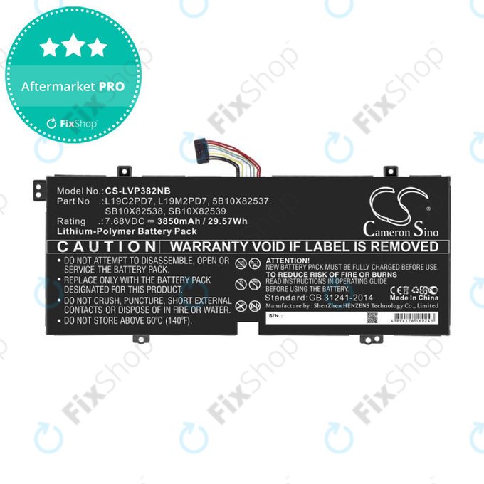 Batteria per Lenovo IdeaPad 3, Duet 3, L19C2PD7, Li-Pol, 3850mAh, 7.68V, HQ