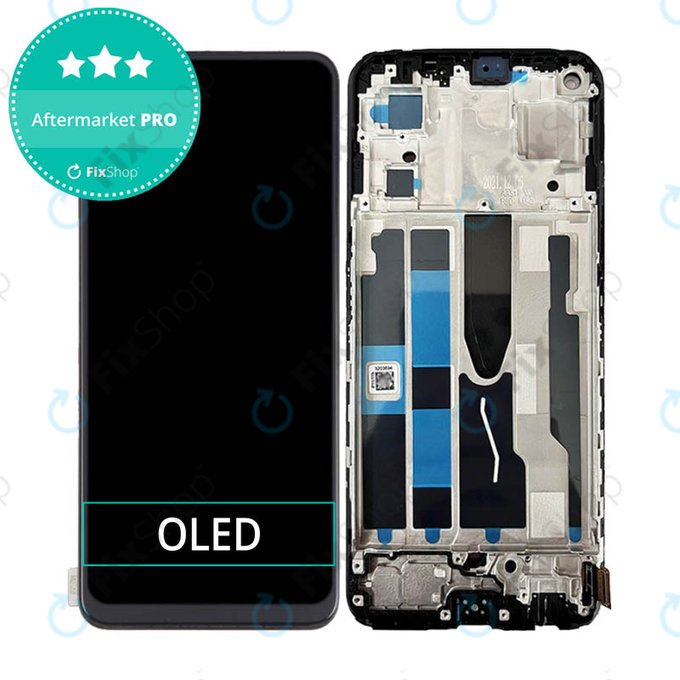 Schermo OLED per Oppo Reno 7 5G, Stary Black, Vetro touch con cornice
