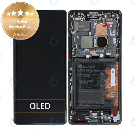 Schermo per Huawei Mate 40 Pro NOH-NX9, Vetro touch con cornice, batteria, Black, 02353YMT, Genuine Service Pack