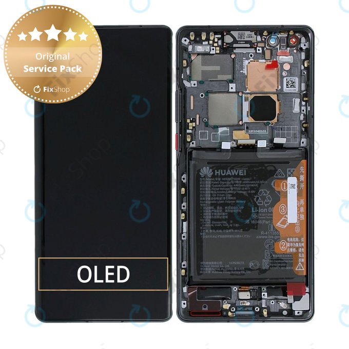 Schermo per Huawei Mate 40 Pro NOH-NX9, Vetro touch con cornice, batteria, Black, 02353YMT, Genuine Service Pack