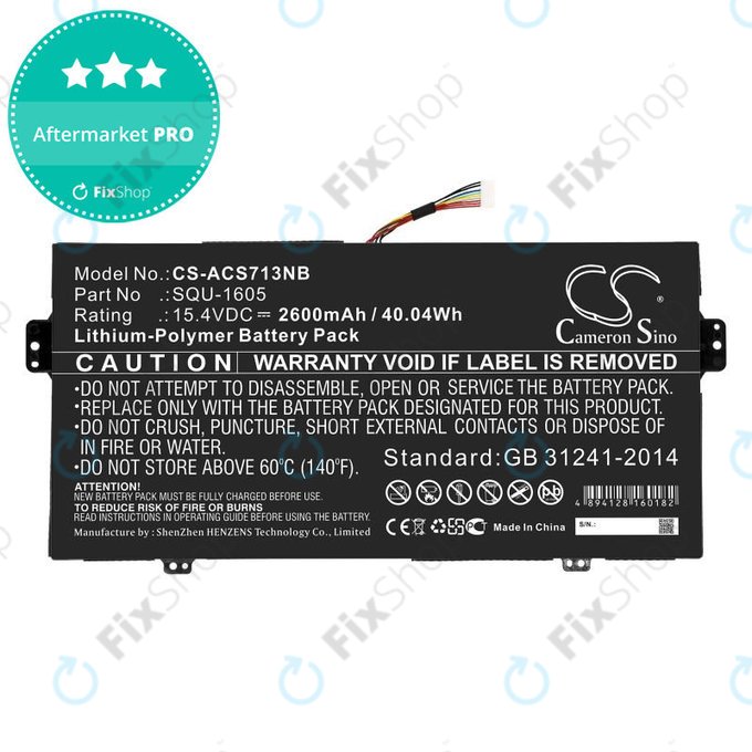 Batteria per Acer SF713-51, SQU-1605, Li-Pol, 2600mAh, 15.4V, HQ