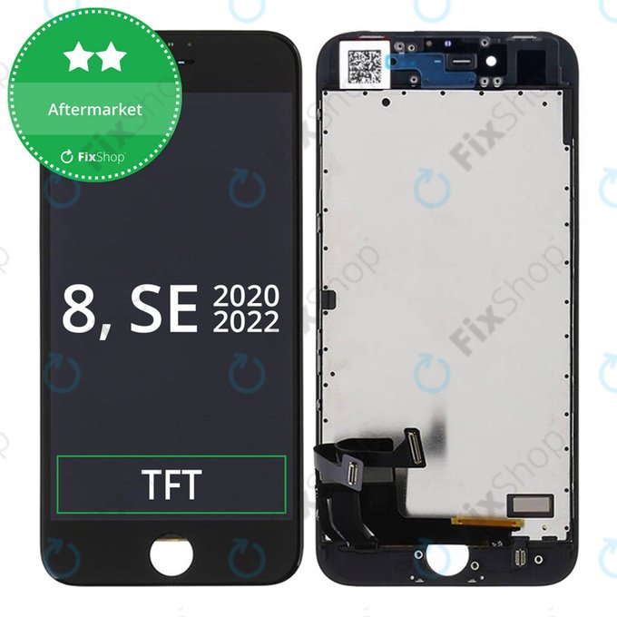 Schermo per iPhone 8, SE (2020), SE (2022), Black, Vetro touch con cornice