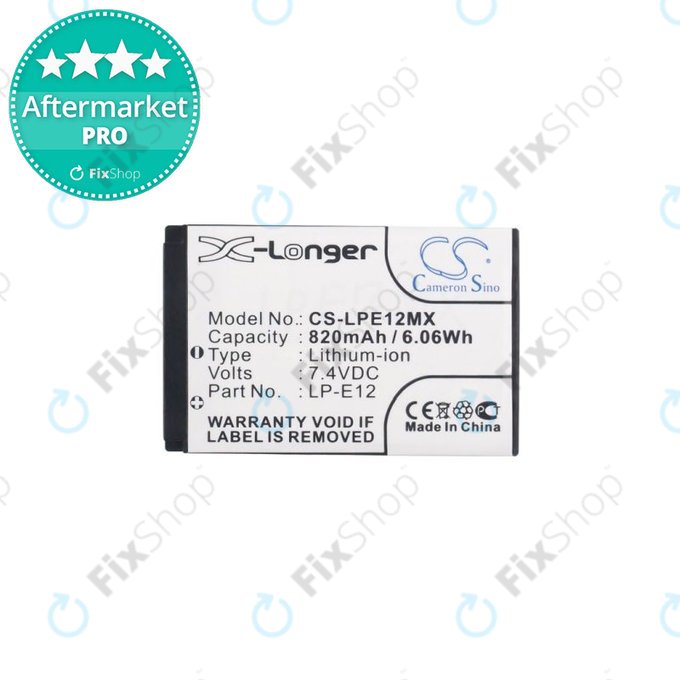 Batteria per Canon EOS 100D, M, M2, M10, M50, M100, Kiss X7, SL1, PowerShot SX70 HS, Rebel SL1, LP-E12, Li-Ion, 820mAh, HQ
