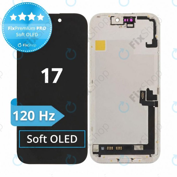 Schermo Soft OLED 120Hz per iPhone 17, Vetro touch con cornice, FixPremium PRO