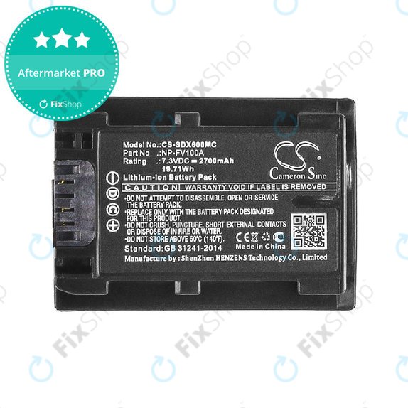 Batteria per Sony FDR-AX, HDR-CX, HDR-CX HDR-PJ, NEX-VG30, NP-FV100A, Li-Ion, 2700mAh, 7.3V, HQ