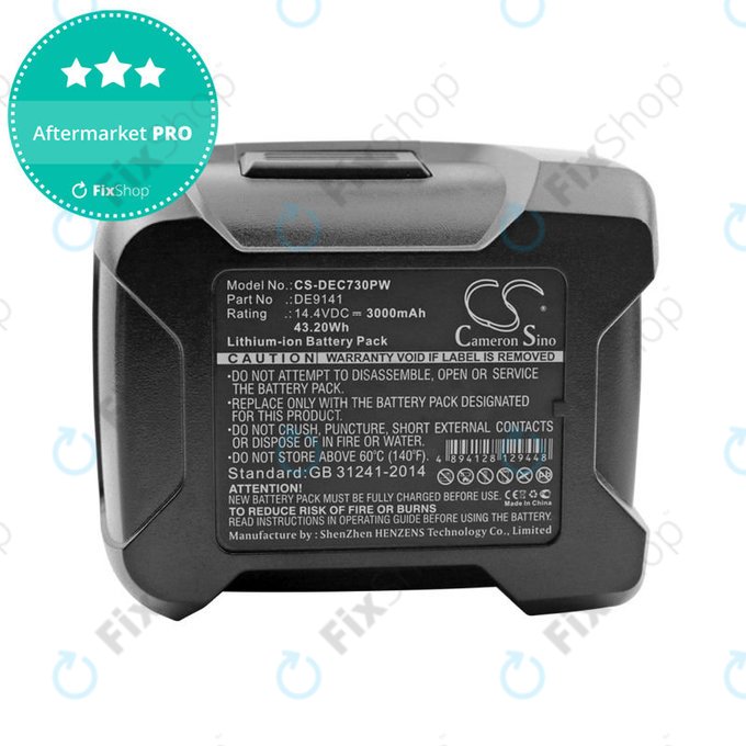 Batteria per Dewalt DC528, DC612, DC728, DC830, Wurth BS 14-A, DE9141, Li-Ion, 3000mAh, 14.4V, HQ