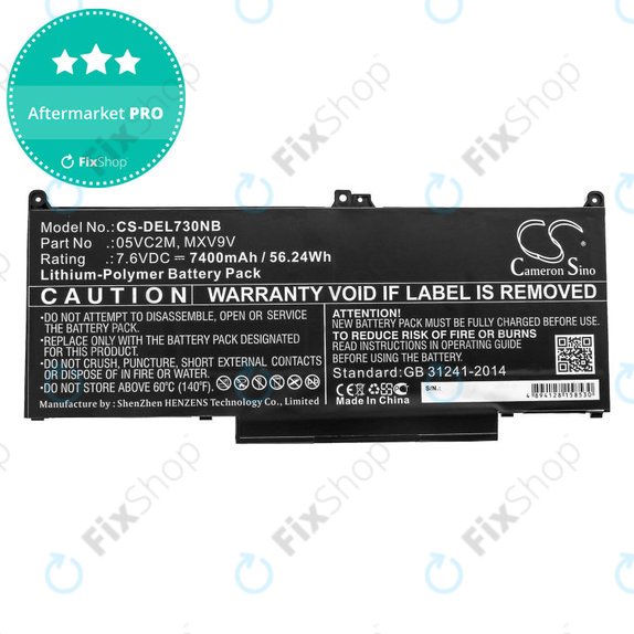 Batteria per Dell Latitude 13 7300, 14 7400, 05VC2M, Li-Pol, 7400mAh, 7.6V, HQ