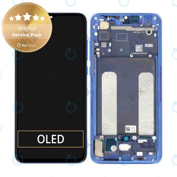 Schermo per Xiaomi Mi 9 Lite, Aurora Blue, Vetro touch con cornice, 561010033033, 5600040F3B00, Genuine Service Pack
